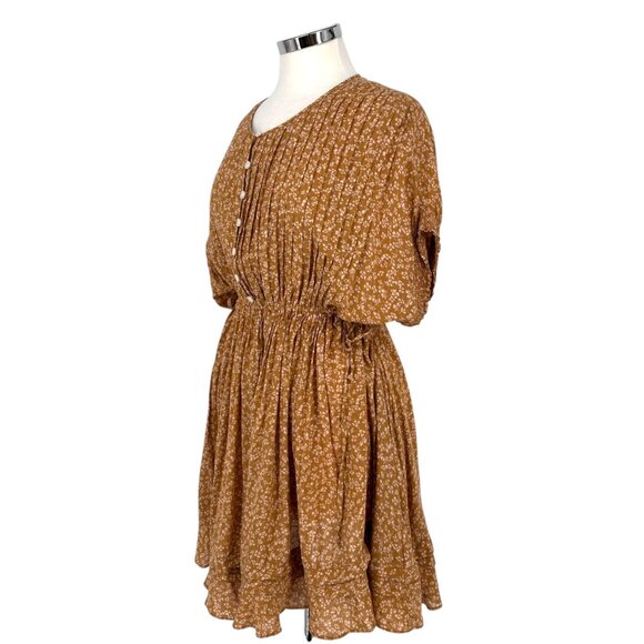 Free People One Fine Day Floral Mini Dress Chocolate Combo Size Small - Picture 4 of 12